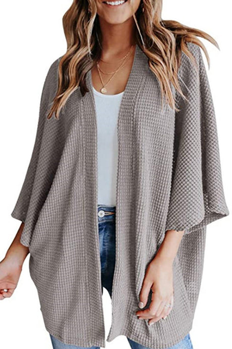Arolora solid-half-sleeve-wrap-cardigan