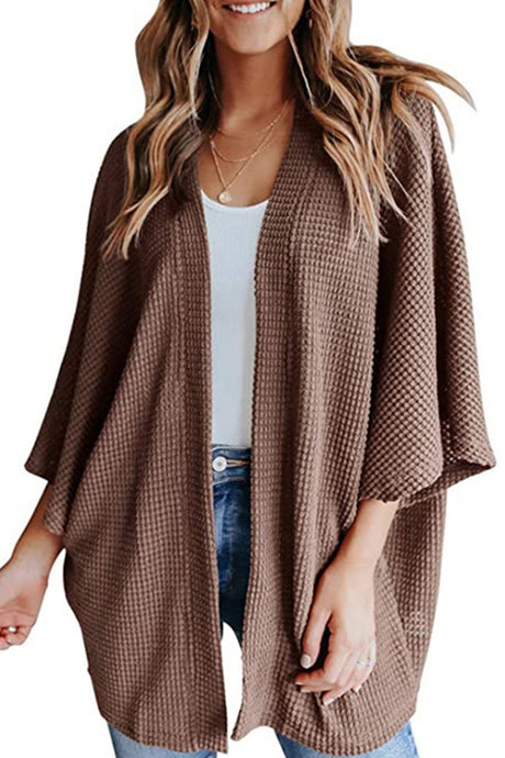 Arolora solid-half-sleeve-wrap-cardigan