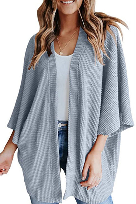Arolora solid-half-sleeve-wrap-cardigan