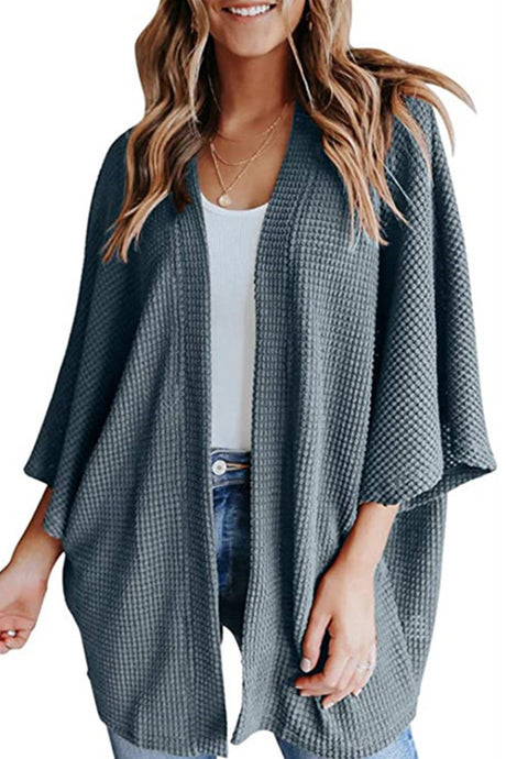Arolora solid-half-sleeve-wrap-cardigan