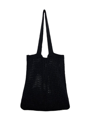 Solid Hollow Out Knit Shoulder Bag