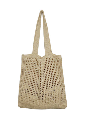 Solid Hollow Out Knit Shoulder Bag