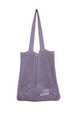 Solid Hollow Out Knit Shoulder Bag