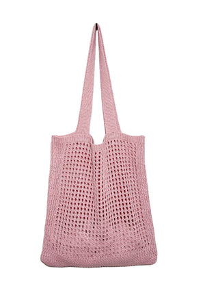 Solid Hollow Out Knit Shoulder Bag