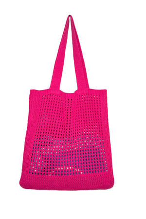 Solid Hollow Out Knit Shoulder Bag
