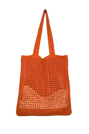 Solid Hollow Out Knit Shoulder Bag