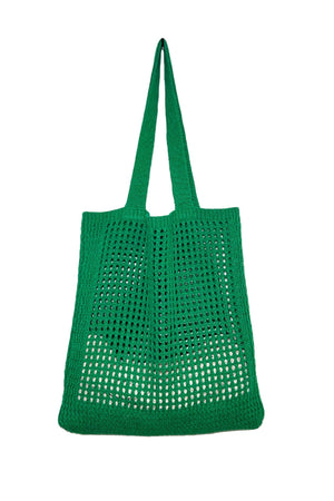 Solid Hollow Out Knit Shoulder Bag