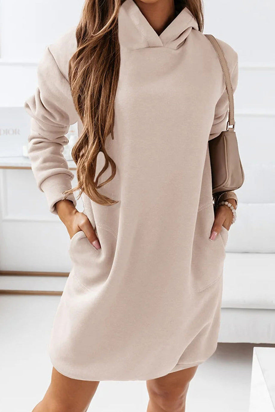 Solid Hooded Mini Dress AROLORA