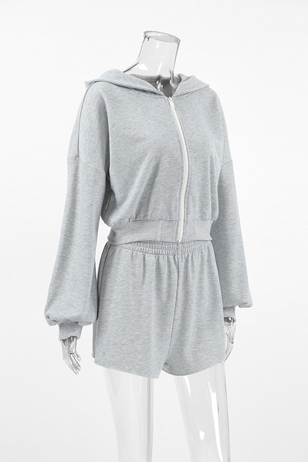 Arolora solid-hoodie-crop-top-shorts-set
