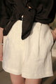 Solid Linen High Waist Shorts