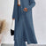 Arolora Solid Long Shirt Wide Leg Pants Set