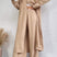 Arolora Solid Long Shirt Wide Leg Pants Set