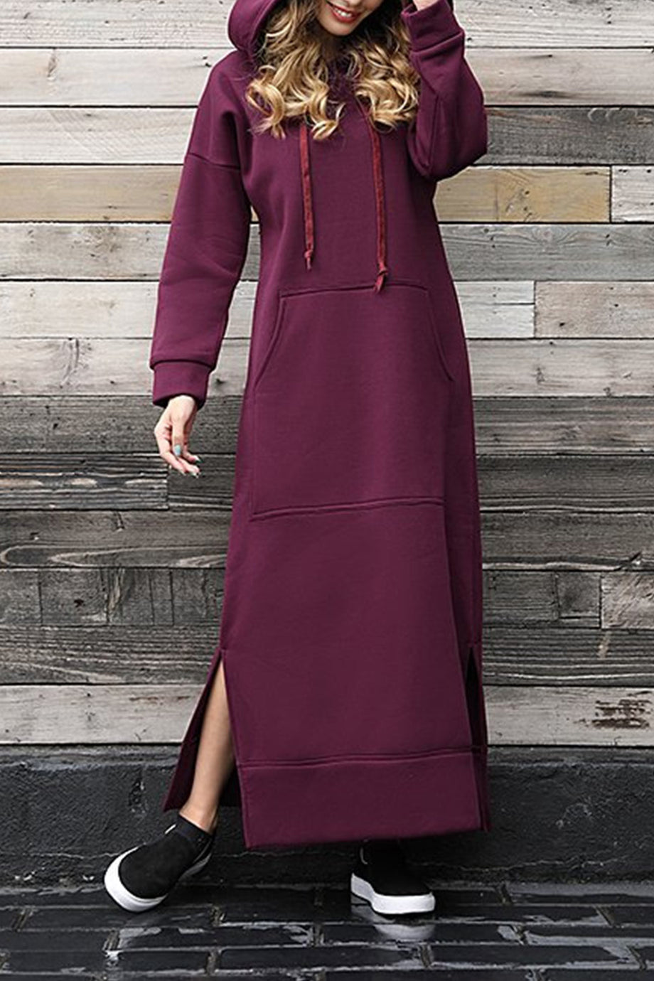 Burgundy discount hoodie dress