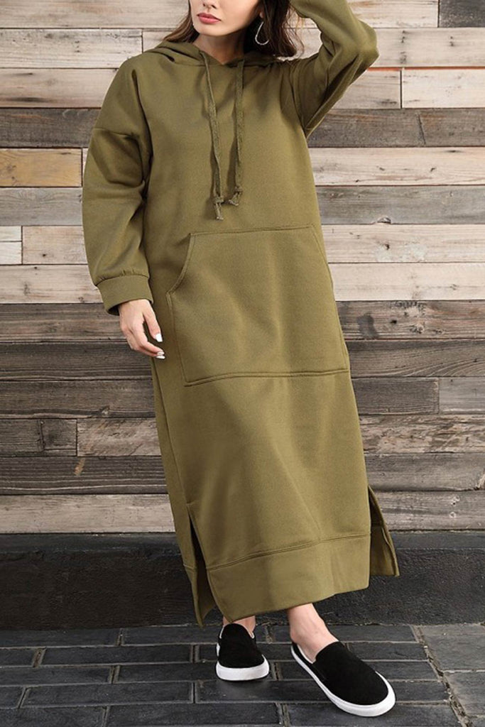Women's Long Hoodie Dress with Cowl Hood and Thumb Hole Sleeves - Winter  Maxi Dress for Maximum Warmth and Comfort - ALLSEAMS