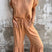 Arolora Solid Short Sleeve Flare Pants Set