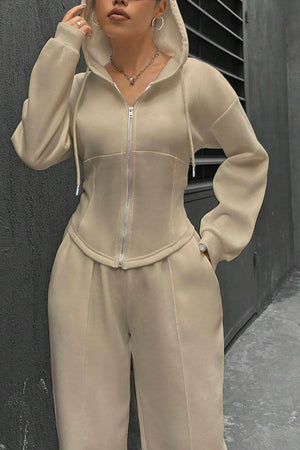 Arolora solid-slim-fit-hoodie-pants-suits