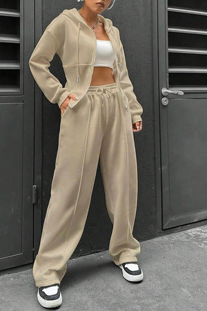 Arolora solid-slim-fit-hoodie-pants-suits