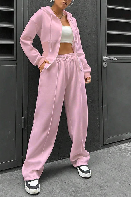 Arolora solid-slim-fit-hoodie-pants-suits