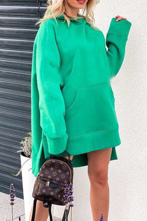 Solid Slit Hem Hoodie