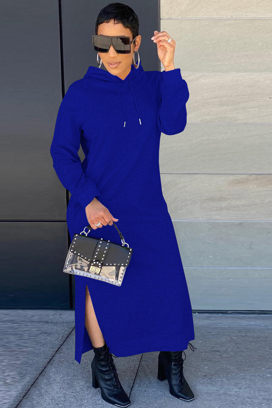 Long hoodie dress online outfit