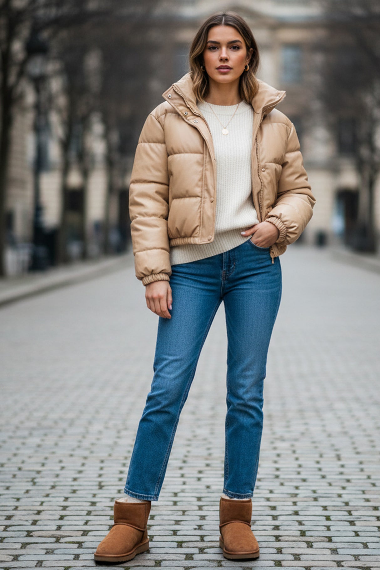 Solid Stand Collar PU Cotton Jacket