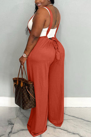 Solid Tie-up Loose Jumpsuits