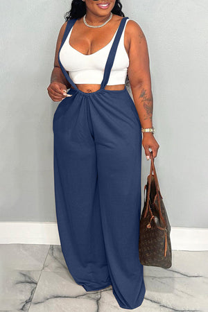 Solid Tie-up Loose Jumpsuits