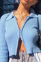 Solid Two-way Zipper Knit Cardigan