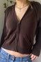 Solid Color Hooded Pocket Zip-Up Cardigan