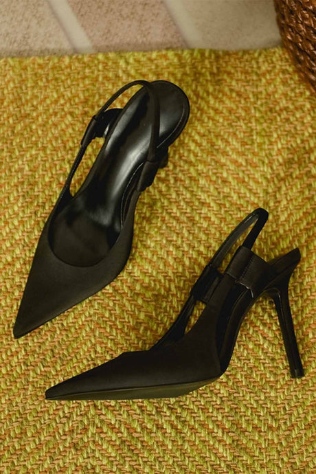 Solid Color Pointed Toe Slingback Stiletto Pumps