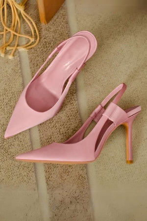 Solid Color Pointed Toe Slingback Stiletto Pumps