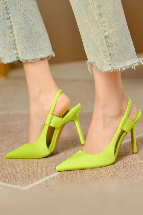 Solid Color Pointed Toe Slingback Stiletto Pumps