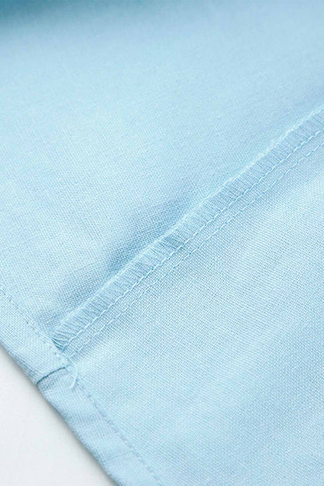 Solid Color Puff Sleeve Knot Midi Dress