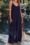 Solid Color Ribbed Sleeveless Wide Leg Jumpsuit