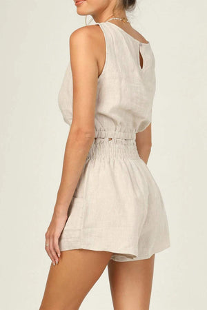 Solid Color Sleeveless Crop Top Shorts Set