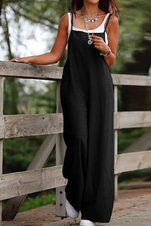 Solid Color Wide Leg Cami Jumpsuits