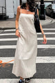 Arolora Spaghetti Straps A-line Cotton Linen Dress