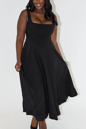 Arolora Square Neck Corset Swing Dress