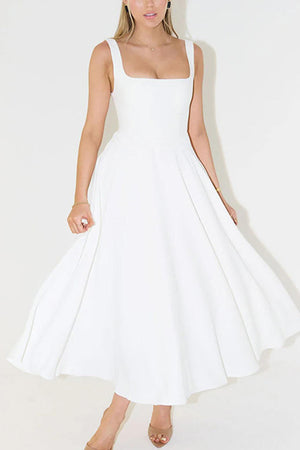 Arolora Square Neck Corset Swing Dress