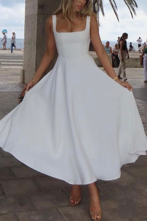 Arolora Square Neck Corset Swing Dress