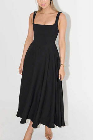 Arolora Square Neck Corset Swing Dress