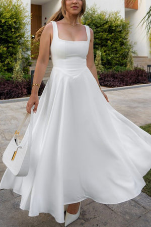 Arolora Square Neck Corset Swing Dress
