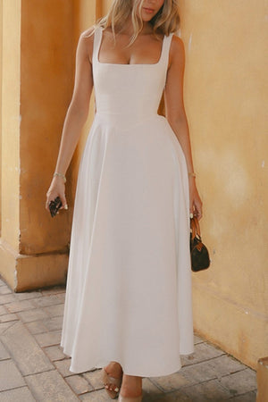 Arolora Square Neck Corset Swing Dress