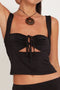 Square Neck Tie-up Ruched Vest