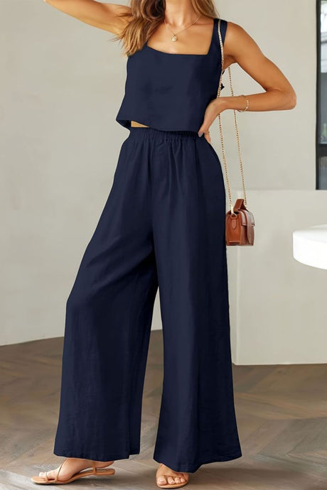 Square Neck Tank Top Long Pants Set