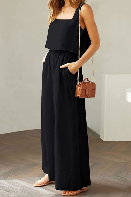 Square Neck Tank Top Long Pants Set