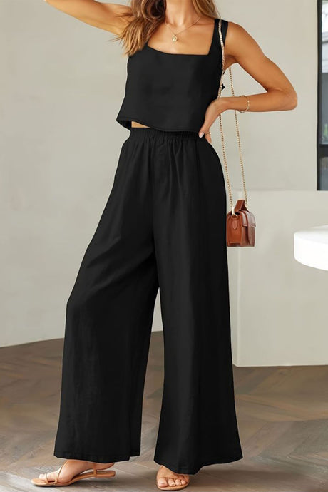 Square Neck Tank Top Long Pants Set