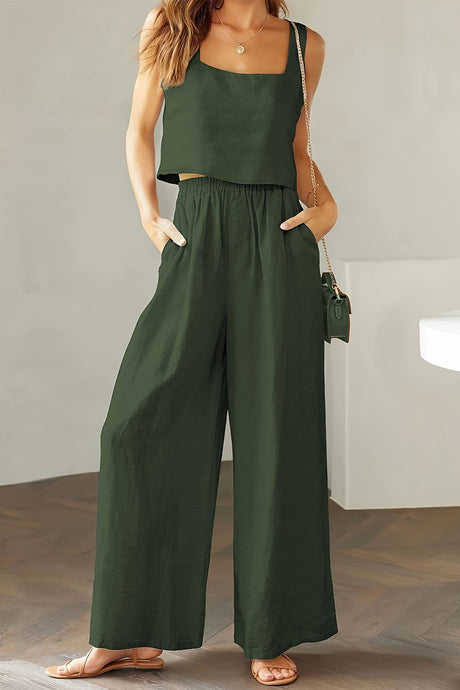 Square Neck Tank Top Long Pants Set
