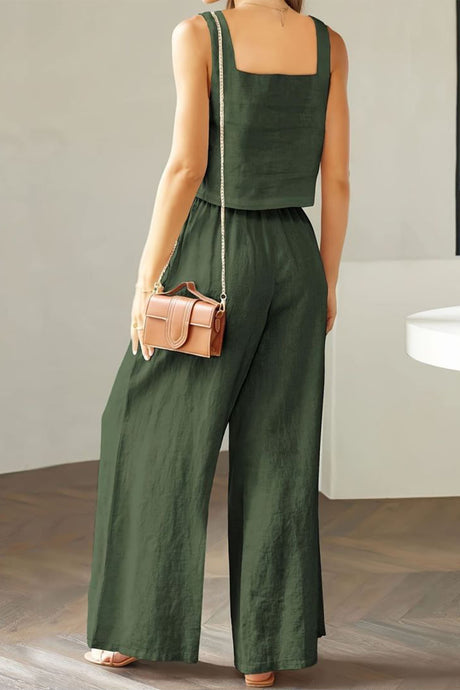 Square Neck Tank Top Long Pants Set