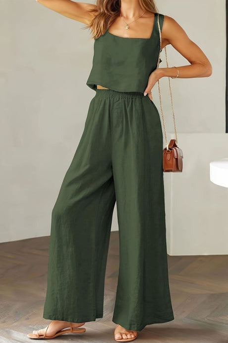 Square Neck Tank Top Long Pants Set